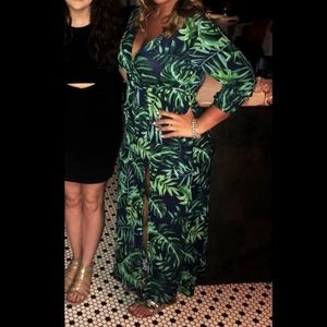 Tropical High Slit Maxi Dress